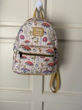 Loungefly Kids Mushroom Print Mini Backpack - Cream/Multicolor Disney Logo